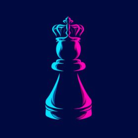 پوستر شطرنج ملکه خط پاپ آرت پرتره آرم طرح رنگارنگ با