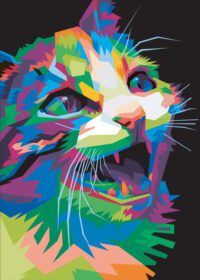 پوستر رنگارنگ سبک سر گربه پاپ آرت مناسب برای بنرهای پوستر