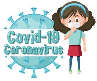 پوستر کروناویروس طراحی پوستر با دختر بیمار که ماسک زده است برای جلوگیری از شیوع بیماری