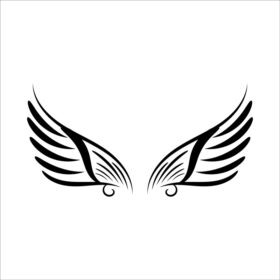 وکتور بال های فرشته با دست کشیده شده بال های فرشته سیاه وکتور جدا شده