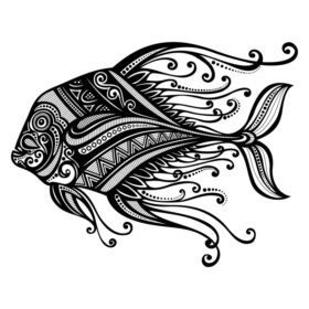 وکتور زیورآلات تزئینی ماهی ماندالا با دست کشیده شده برای رنگ آمیزی