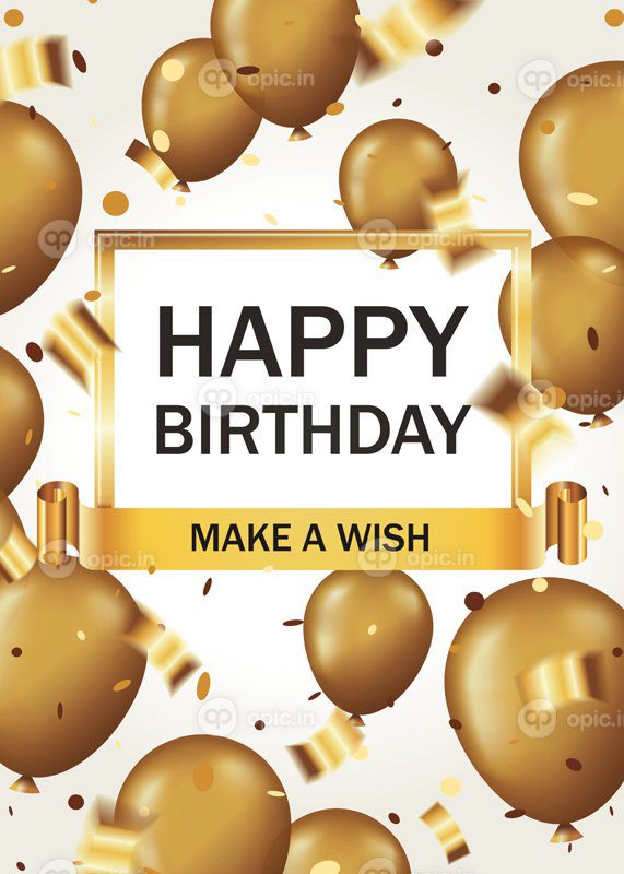 بنر کارت عمودی تولدت مبارک با بادکنک های طلایی و کوفته