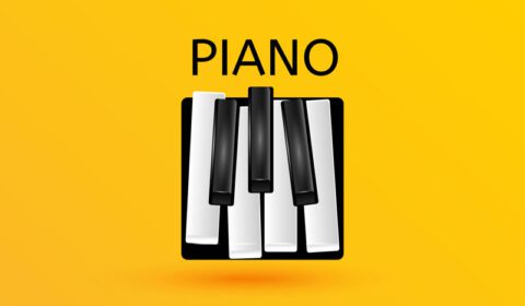 وکتور کلیدهای پیانو نماد موسیقی سیاه و سفید نماد صفحه کلید