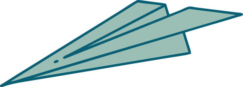 وکتور تصویر سبک خالکوبی نمادین از یک هواپیمای کاغذی