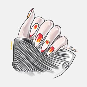 پوستر دست زن با ناخن های بلند مد روز طراحی ناخن