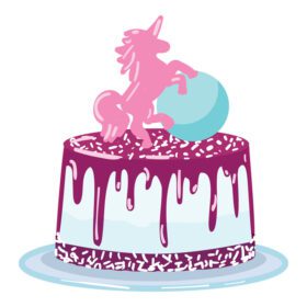 بنر تکشاخ کیک تولد آیکون کارتونی جشن شاد