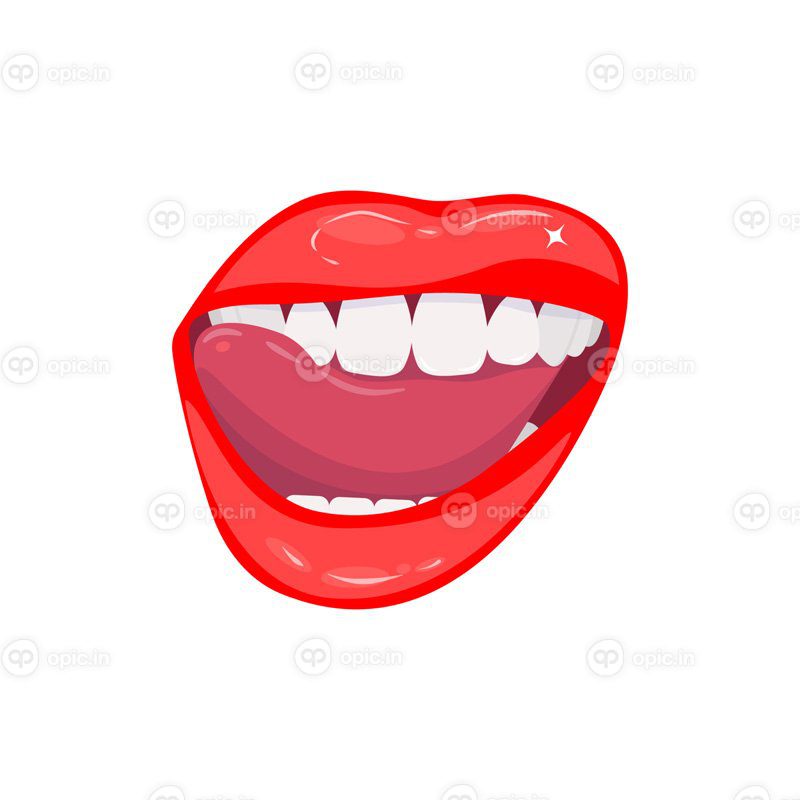 وکتور دهان باز خندان زن با دندان های سفید سالم نزدیک