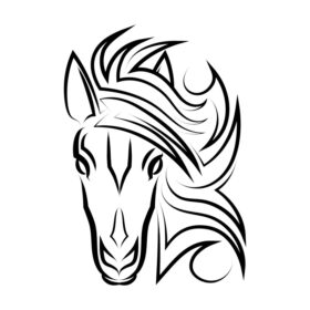 وکتور خط هنر وکتور سر اسب مناسب برای استفاده به عنوان تزئین یا لوگو