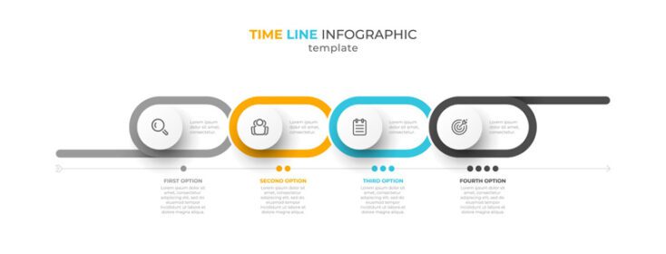 طرح اینفوگرافیک جدول زمانی برداری با گزینه ها یا مراحل را می توان برای طراحی وب نمودار اطلاعات طرح بروشور مفهوم کسب و کار استفاده کرد