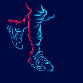 پوستر دویدن و کفش در خط ورزشی پاپ آرم پرتره آرم رنگارنگ