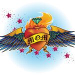 دانلود عکس پودر آرایش و برس آرایشی با ستاره های طلایی روی مشکی