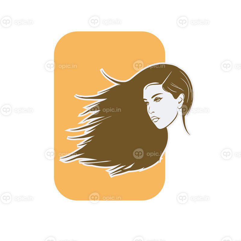وکتور صورت یک زن زیبا با شبح موهای بلند