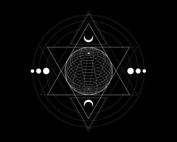وکتور عرفانی نماد هندسه مقدس کیمیا فریم جادویی