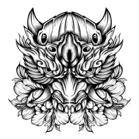 وکتور انی ماسک خالکوبی با طرح گل وکتور تصویر قبیله ای