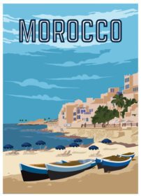 پوستر مراکش طراحی پوستر تعطیلات قدیمی مناسب برای تی شرت