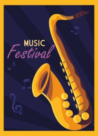 پوستر جشنواره موسیقی پوستر با ساز ساکسیفون