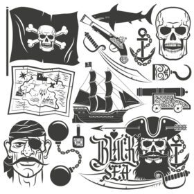 مجموعه وکتور دزدان دریایی برای لوگو ریش سیاه