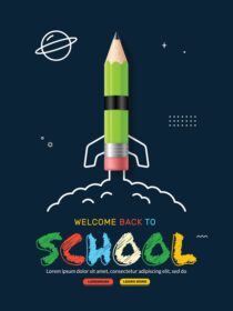 پرتاب موشک مداد پوستری به فضای پس زمینه بازگشت به مدرسه
