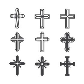 وکتور دین نمادهای صلیب مسیحیان کاتولیک آیکون های قبیله ای