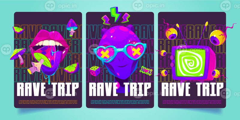 پوستر rave سفر روانگردان پوستر دعوت نامه