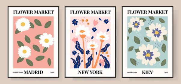 مجموعه پوستر گل دیزی بازار پوستر انتزاعی گل