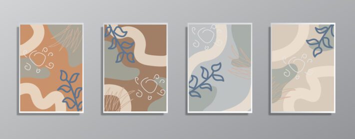 مجموعه پوستر نقاشی های خلاقانه مینیمالیستی با نقاشی های رنگی خنثی برای دیوار برای پوستر کارت هدیه روی صفحه فرود الگوی پوستر دیواری ui ux baner جلد کتاب