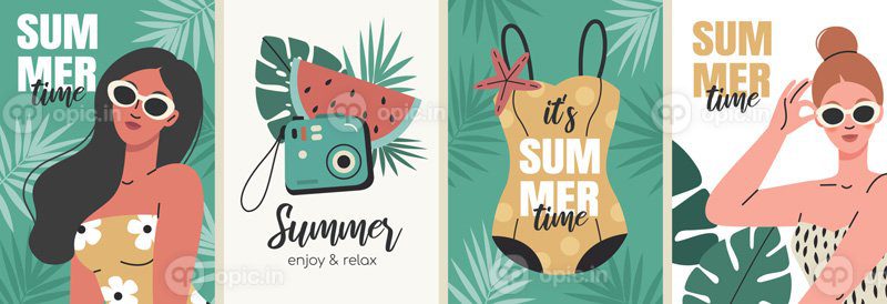 مجموعه کارت های عمودی تابستانی پوستر