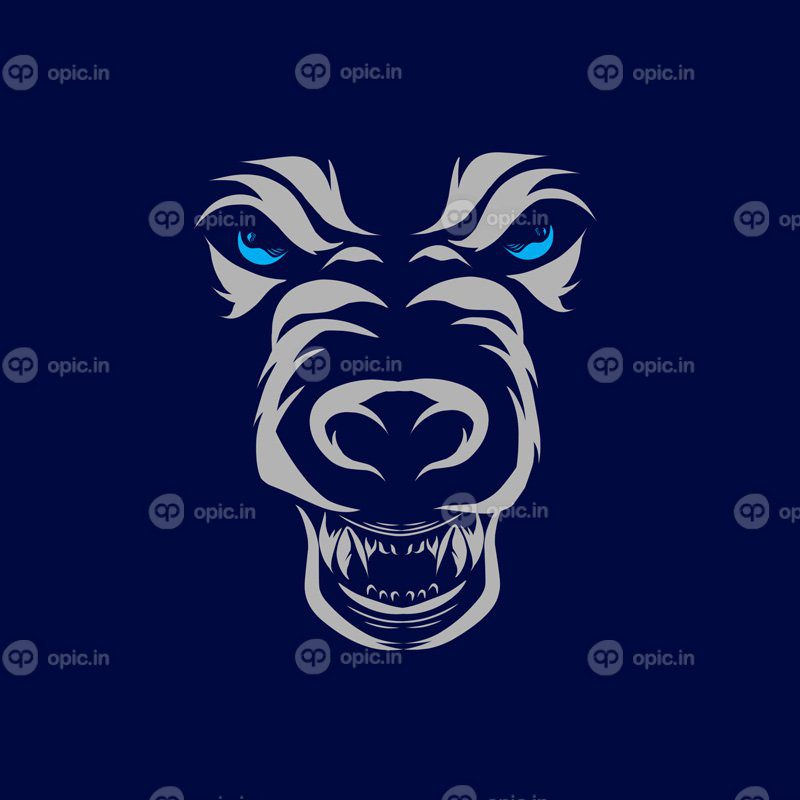 پوستر گرگ وحش خط پاپ آرت پرتره آرم طراحی رنگارنگ با