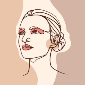 پوستر زن چهره یک خط هنر نقاشی پوستر خط پیوسته