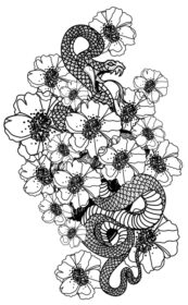 وکتور تاتو هنر مار و گل طراحی و طرح دست