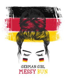 پوستر مدل موی زنانه موی نامرتب با پس زمینه پرچم آلمان