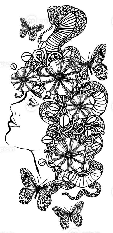 وکتور خال کوبی هنر زنان گل و مار طراحی و طرح