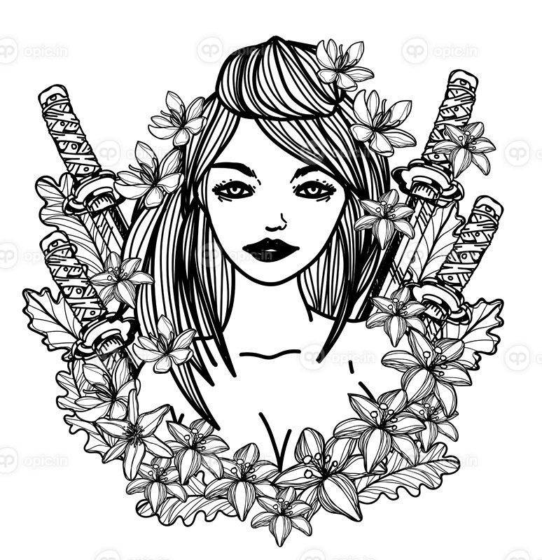 وکتور خالکوبی زنان و طراحی دست گل