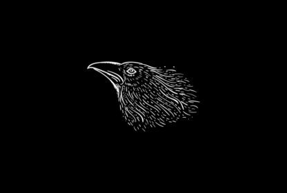 وکتور یکپارچهسازی با سیستمعامل کلاسیک با دست کشیده شده سر پرنده کلاغ برای طراحی لوگوی خالکوبی
